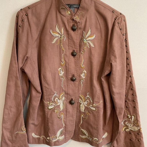 Y2K Vintage beaded embroidered Brown/Tan Jacket - Size Small-Medium - Picture 5 of 9